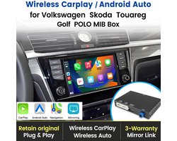 Draadloze CarPlay & Android Auto MIB Interface Geschikt voor VW, Skoda, Seat – Inclusief Navigatie, Schermspiegeling & Achteruitrijcamera voor Touareg, Golf, Polo (2011-2019)