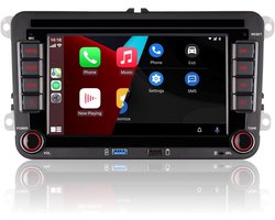 Dubbel Din autoradio compatibel met draadloze CarPlay Android Auto met 7 inch IPS Bluetooth/FM/AM-radio/USB/hoog vermogen Geschikt voor VW Golf 5 6 Passat Jetta Caddy EOS T5 Tiguan Touran CC Polo