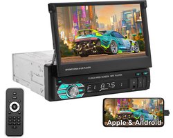 ESSGOO 1 din autoradio - 7 inch HD touchscreen - handmatig opvouwbaar scherm - MirrorLink - USB, AUX, TF, FM