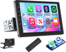 ESSGOO 1Din Autoradio - Apple Carplay & Android Auto (Draadloos) - 9" HD Verstelbaar Scherm - USB, AUX, TF, Bluetooth - Achteruitrijcamera