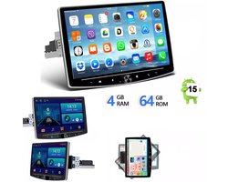 ESSGOO 1DIN Autoradio auto met 10,1 Inch 360° draaibaar scherm - autoradio geschikt voor CarPlay en Android auto - Android 15 4 + 64 GB - Bluetooth FM RDS - multimediaspeler