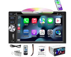 ESSGOO 2-DIN Multimedia Autoradio met 6,2″ Touchscreen, Bluetooth & CD/DVD – Apple Carplay & Android Auto