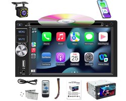 ESSGOO 2-DIN Multimedia Autoradio met 6,2″ Touchscreen, Bluetooth, FM/AM & CD/DVD – Apple Carplay & Android Auto - 12 LEDs Achteruitrijcamera