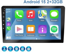 ESSGOO 2 DIN Universeel autoradio met draadloos Apple CarPlay en Android Auto - 10 Inch HD Touchscreen - Android 15 - 2+32GB - Bluetooth RDS- USB, AUX en Handsfree - FM-radio