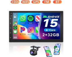 ESSGOO Autoradio 2Din - 7 Inch HD Touchscreen - Apple Carplay & Android Auto (Draadloos) -GPS, Bluetooth, WIFI, SWC - Achteruitrijcamera
