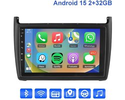 ESSGOO Autoradio met Draadloos Carplay en Android Auto - Geschikt voor Vw Polo 6R 6C 2009-2017 - radio met navigatie - Android 15 - 2+32GB - 2009 2010 2011 2012 2013 2014 2015 2016 2017 - Bluetooth & Wifi USB & FM RDS & 2 DIN