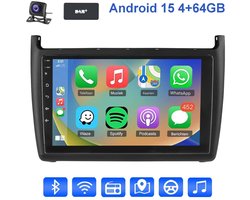 ESSGOO Autoradio met Draadloos Carplay en Android Auto - Geschikt voor Vw Polo 6R 6C 2009-2017 - radio met navigatie - Android 15 - 4+64GB - 2009 2010 2011 2012 2013 2014 2015 2016 2017 - DAB+ Bluetooth Wifi USB FM RDS & 2 DIN & Achteruitrijcamera