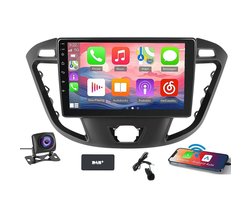 ESSGOO CarPlay autoradio geschikt voor Ford Transit Custom (2012-2021) - 9 inch touchscreen - Android 15 - Draadloos Apple Carplay & Android Auto - 4GB + 64GB - BT AUX USB Wifi GPS Navigatie - 4 Core processor - Achteruitrijcamera - Microfoon - DAB+
