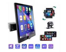 ESSGOO Universele Draaibaar 1Din Autoradio - 10,4 inch Touchscreen - Apple Carplay en Android Auto - Handsfree bellen - Bluetooth USB AUX GPS - FM-Radio - Achteruitrijcamera