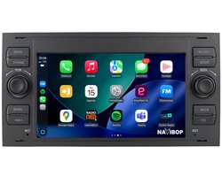 Navibop Autoradio geschikt voor Ford Fiesta 2006 t/m 2008 - Draadloos Apple CarPlay & Android Auto - 7 inch touchscreen - Android 15 - 2GB/32GB - Navigatie - Bluetooth - DAB+ ready - 2 din - 2006 2007 2008