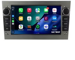 Geschikt voor Opel Corsa D - Grijs (2001 t/m 2013) | 7 inch Android 15.0 CarPlay autoradio | Draadloos CarPlay & Android Auto | 2GB RAM + 32GB | Externe microfoon | Bluetooth & WiFi | NAVIBOP NB-1675 | Bouwjaar 2001 t/m 2013