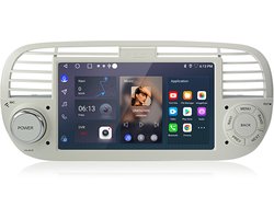 Hexinex Quad-Core autoradio Geschikt voor Fiat 500 (2007-2015) - Draadloos CarPlay, Android Auto, multimediaspeler, 2GB+32GB, Wit