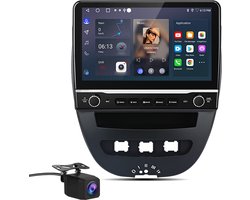 Junsun 10.1" Autoradio geschikt voor Peugeot 107, Toyota Aygo, Citroën C1 (2005-2014) Met camera - Draadloos CarPlay, Android Auto, GPS Navi, WIFI, BT, SWC, FM, 2GB+64GB, Android 15