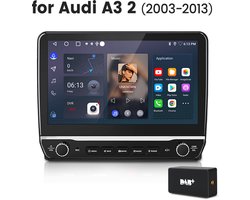 Junsun 10.1" autoradio voor AUDI A3 8P 2003-2013 - Draadloos CarPlay, Android Auto, Androdi 15, multimediaspeler, 2GB+64GB