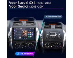 Junsun 2 DIN Plug & Play autoradio Geschikt voor SUZUKI SX4 2006-2013, Android 15, GPS-navigatie, 2+64GB, WIFI, Bluetooth, Draadloze CarPlay, Android Auto, RDS, DSP, FM, stuurwielbediening, DAB+.