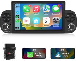Junsun 2DIN Autoradio - Geschikt voor Fiat Panda 312 2012-2020 Accessoires, - Android 15 - 2GB+64 GB - Draadloos Carplay & Android Auto - GPS Navi & SWC & Bluetooth & Wifi - Quad Core