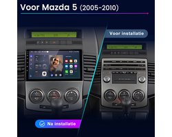 Junsun Android 15 2+64GB autoradio Geschikt voor Mazda 5 CR19 (2005-2010) | WIFI, Bluetooth 5.0, GPS-navigatie draadloze CarPlay, Android Auto, BT, FM, RDS, DSP, stuurwielbediening DAB+ | Plug & Play Radio