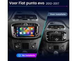 JUNSUN Android 15 Auto Radio Geschikt voor Fiat Punto Evo 2012-2015 - 7 inch IPS Scherm, Draadloos CarPlay & Android Auto, GPS, 2GB RAM, 64GB ROM, Stuurwielbediening, RDS, DSP, Achteruitrijcamera Ondersteuning