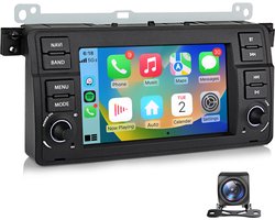 Junsun Android 15 Autoradio Geschikt Voor BMW E46 3er 318 320 325 M3 Accessoires, 2GB+64GB, Achteruitrijcamera, Draadloze CarPlay & Andriod Auto, Bluetooth, GPS-Navigatie, WiFi, FM, RDS, DAB+, 7-inch Touchscreen, DSP, Quad-core processor