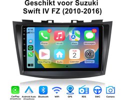 Junsun Android 15 Autoradio Geschikt voor Suzuki Swift IV FZ (2010-2017) Accessoires - 4GB+64GB - Draadloze CarPlay & Andriod Auto - GPS-navigatiesysteem - Bluetooth - Stuurwielbediening - WiFi - 9-inch Touchscreen - RDS - USB