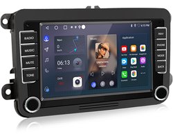 Junsun Android 15 Autoradio Geschikt Voor VW Golf 5 6 Plus Passat Skoda Fabia TIguan Touran Polo EOS Jetta Accessoires, 1GB+32GB, Draadloze CarPlay, DAB+, GPS-Navigatie, Bluetooth, 7-inch Touchscreen, DSP, Quad-core processor