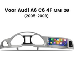 JUNSUN Autoradio 6+128G 8.8" Android 14 CarPlay Voor AUDI A6 C6 MMI 2G 2005-2009 AUX AMI GPS Navi WIFI 4G BT 8-Kern