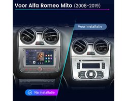 JUNSUN Autoradio - Geschikt voor Alfa Romeo Mito 2008-2019, - Android 14 - 2+64 GB - Draadloze CarPlay & Android Auto - GPS Navi & SWC & Bluetooth & Wifi & KAM