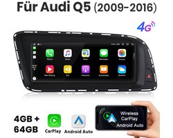 JUNSUN Autoradio Geschikt voor Audi Q5 8R 2009-2016 | 8,8" Android 15 CarPlay Andriod Auto,8-core 4+64 GB GPS Navi WIFI BT FM SWC