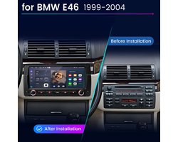 JUNSUN Autoradio Geschikt voor BMW E46 3 Serie (318, 320, 325, M3) met Carplay, Android Auto, Android 15, GPS Navigatie, WIFI, Bluetooth, FM, RDS, DSP met SWC | 2+32GB