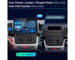 JUNSUN Autoradio - Geschikt voor Fiat Ducato, Citroën Jumper en Peugeot Boxer （2007-2024）- Android 14 - 6+128 GB - Draadloos CarPlay & Android Auto - Ccta-Core & GPS-navigatie & SWC & Bluetooth & Wi-Fi 4G