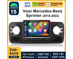 Junsun Autoradio Geschikt voor Mercedes Benz Sprinter W907 2019-2023 10.1'' Android 15 GPS Navigatie WIFI Carplay Android Auto BT-5.0 FM DSP RDS SWC - 2+64GB
