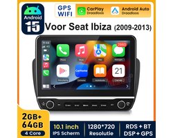 JUNSUN Autoradio - Geschikt voor Seat Ibiza IV 6J （2009-2013） Android 15 Carplay Autoradio GPS Navigatie WIFI Android Auto RDS BT FM RDS SWC-2+64GB