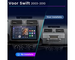 Junsun autoradio - Geschikt voor SUZUKI SWIFT 2003-2010 Navi GPS Andriod 15 Carplay & Andriod Auto WIFI BT FM RDS DSP SWC 2+64GB | 2DIN Stereo Plug & Play & Hands-Free