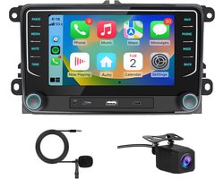 Junsun Autoradio - Geschikt voor Volkswagen & Skoda & Seat - Android 15 - Draadloos Carplay & Android Auto - 2+64GB - 7 Inch HD Touchscreen - Bluetooth, USB, Wifi & MP5 - Navigatiesysteem - Achteruitrijcamera & Microfoon & RDS & Quad-core processor