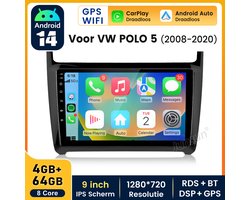 JUNSUN Autoradio | Geschikt voor VW Polo 6R 6C (2008-2020) Andriod 15 GPS Navi WIFI Bluetooth Carplay & Andriod Auto WIFI RDS FM 8-Kern | 4+64GB