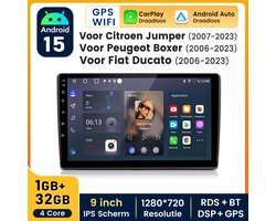 JUNSUN Autoradio voor Fiat Ducato 2006-2024 Andriod 15 GPS Navi & WIFI BT USB & Carplay & Andriod Auto RDS DSP FM SWC - Plug & Play