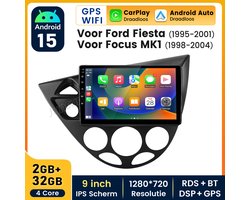JUNSUN Autoradio voor Ford Focus MK1 1998-2003 - 2+32GB GPS Navi Andriod 15 Carplay & Andriod Auto WIFI BT RDS FM DSP DAB+