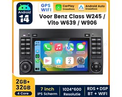 JUNSUN Autoradio voor Mercedes-Benz A/B-Klasse, Sprinter, Viano, Vito W639 | 7 inch Android 14 GPS Navi&Carplay&Andriod Auto&Mirror Link WIFI BT RDS FM DSP