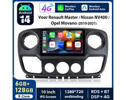 JUNSUN CarPlay Android Auto Autoradio Geschikt voor Renault Master Opel Movano B Nissan NV400 (2010-2021) Android 15 GPS Navi WIFI BT RDS 6GB+128GB 8-Kern