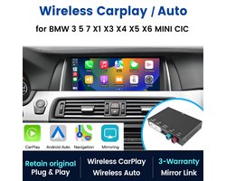 JUNSUN Carplay - geschikt voor BMW CIC 3/5/7er F10 F11 X1/X3/X4/X5/X6 MINI -Draadloze CarPlay & Android Auto BT WIFI Navi met microfoon