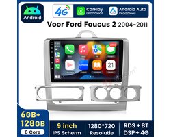 Junsun Octa-Core autoradio voor Ford Focus MK2 MK II 2004-2011 - Draadloos CarPlay, Android Auto, Androdi 14, multimediaspeler, 6GB+128GB