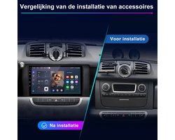 Junsun Plug & Play 2DIN Android 15 Autoradio Geschikt voor Mercedes Smart Fortwo 451 (2010-2015) Accessoires | Quad-Core 2+64GB - GPS Navigatie | Draadloze Carplay & Android Auto | Bluetooth | FM RDS | DSP | SWC | PDC | USB | Mirror Link