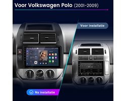 JUNSUN Plug & Play Autoradio Geschikt voor VW Polo 9N 2001-2009 met Andriod 15 GPS Navi ,WIFI + USB + Bluetooth, Carplay & Android Auto, FM, RDS, DSP, 2 DIN SWC，2GB+64GB
