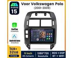 JUNSUN Plug & Play Autoradio voor VW Polo 9N 2001-2009 met Andriod 15 GPS Navi ,WIFI + USB + Bluetooth, Carplay & Android Auto, FM, RDS, DSP, 2 DIN SWC