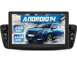 Junsun Quad-Core autoradio voor Peugeot 107/Citroen C1 (2005-2014) - Draadloos CarPlay, Android Auto, multimediaspeler, 2GB+64GB