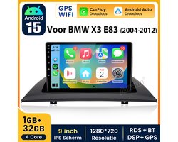 Junsun V1 Autoradio Geschikt voor BMW X3 E83 (2004-2012) met Android 15, GPS-navigatie, WiFi, CarPlay, Bluetooth 5.0, FM-radio | Android Auto | USB/ RDS/ DSP/ SWC/ 2DIN/ plug & play - 1+32GB