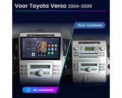 JUNSUN V2 Plus Autoradio Geschikt voor Toyota Corolla Verso 2004-2009 | Android 15 GPS-navigatie | WIFI, Android Auto & CarPlay | Bluetooth, FM RDS, SWC | 2GB+64GGB