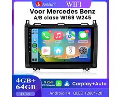 JUNSUN V3 Pro - Android Autoradio Geschikt voor Mercedes-Benz A/B Klasse/Vito W169 W639 W245 - WiFi 4GB+64GB - Android 15 Octa-Core - Draadloos CarPlay & Android Auto & GPS Navi & SWC & Bluetooth & USB
