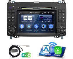 Junsun Wince 6.0 Autoradio Geschikt voor Mercedes-Benz A/B Klasse/Vito W169 W639 W245 , Draadloze CarPlay & Andriod Auto, CD, DVD, DAB+, GPS-Navigatie, WIFI, Bluetooth, RDS, DSP, SWC, 7-inch Touchscreen, Plug & Play