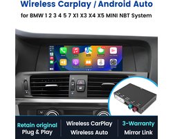 JUNSUN Wireless CarPlay Android Auto Box Geschikt voor BMW NBT Systeem - Plug & Play Retrofit Kit Geschikt voor 1/2/3/4/5/7 Serie, X1/X3/X4/X5 & Mini, OEM Integratie